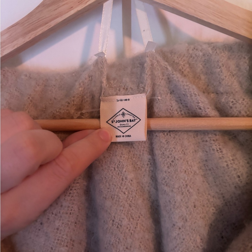 St. John's Bay Cozy Hooded Poncho in Light Taupe - Picture 3 of 3